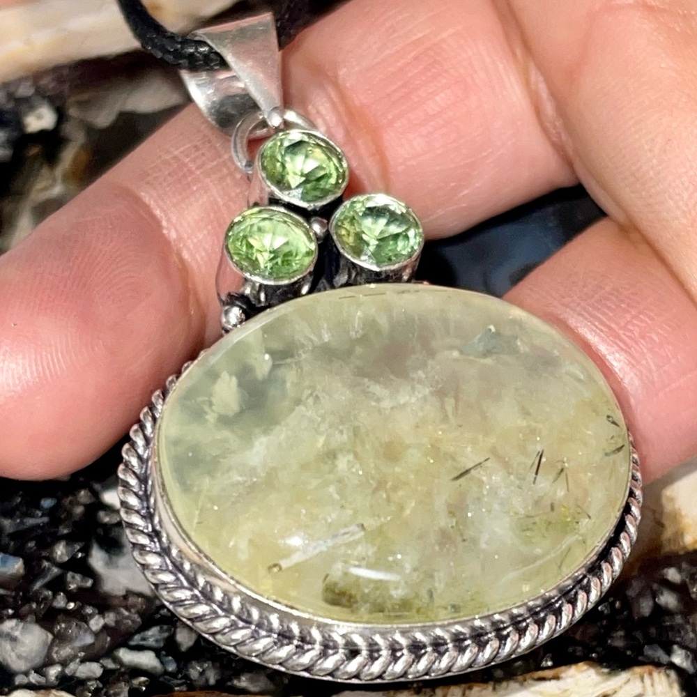 Beautiful Translucent Prehnite Pendant 2 1/4”